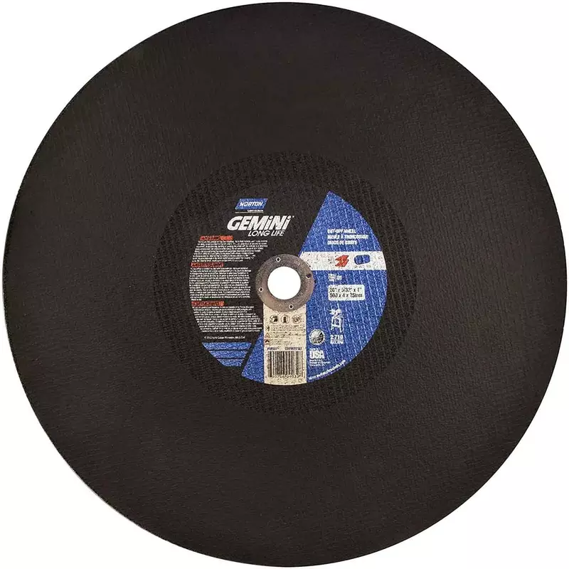 Norton 69078609032 20x5/32x1 In. Gemini Long Life 57A AO Type 01/41 Stationary Saw Cut-Off Wheels, 24 Grit, 5 pack