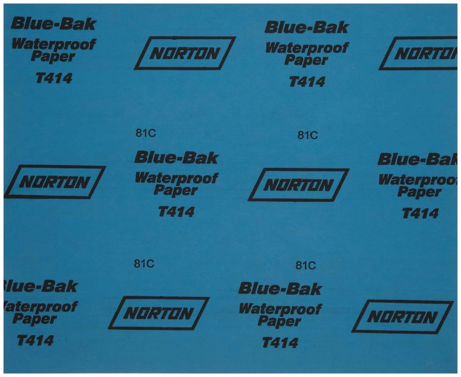 Norton T414 Blue-Bak Abrasive Sheet, Paper Backing, Silicon Carbide, Waterproof, Grit 320 (Pack of 50)