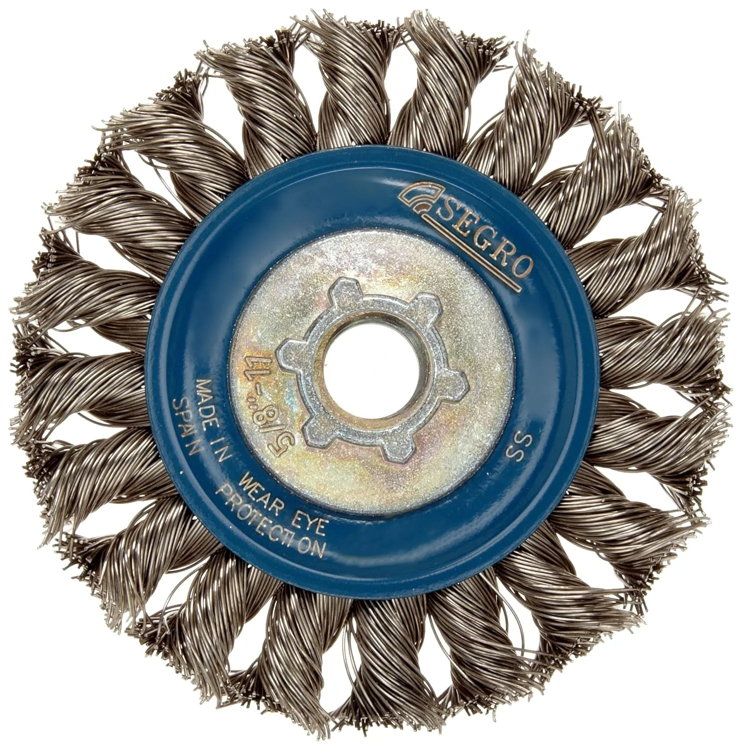 Norton Full Cable Twist Knot Wire Wheel Brush, Stainless Bristles, 0.020" Wire Size, 5/8"-11 Arbor