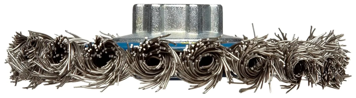 Norton Full Cable Twist Knot Wire Wheel Brush, Stainless Bristles, 0.020" Wire Size, 5/8"-11 Arbor