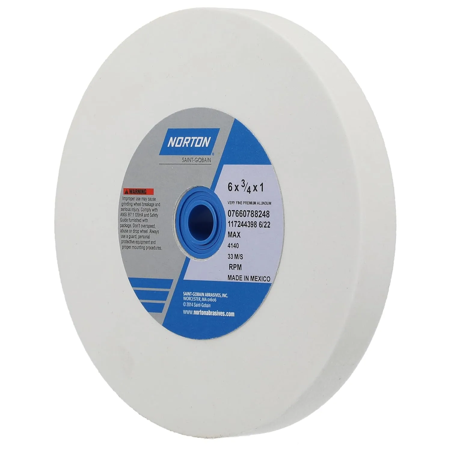 Norton Grinding Wheel, Premium Bench and Pedestal Aluminum Oxide Bench Grinder Wheel, Fine Grit 6 Inch Grinding Wheel