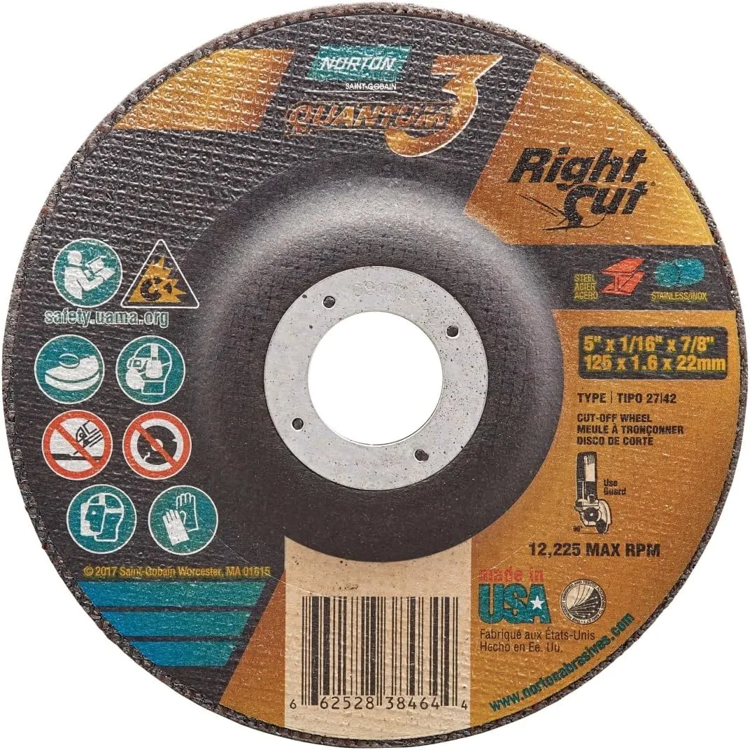 SG36V-6 X 1/16 X 7/8-T27NOR-QUANTUM3 (Depressed Center Wheel, 6" Ceramic Alumina)