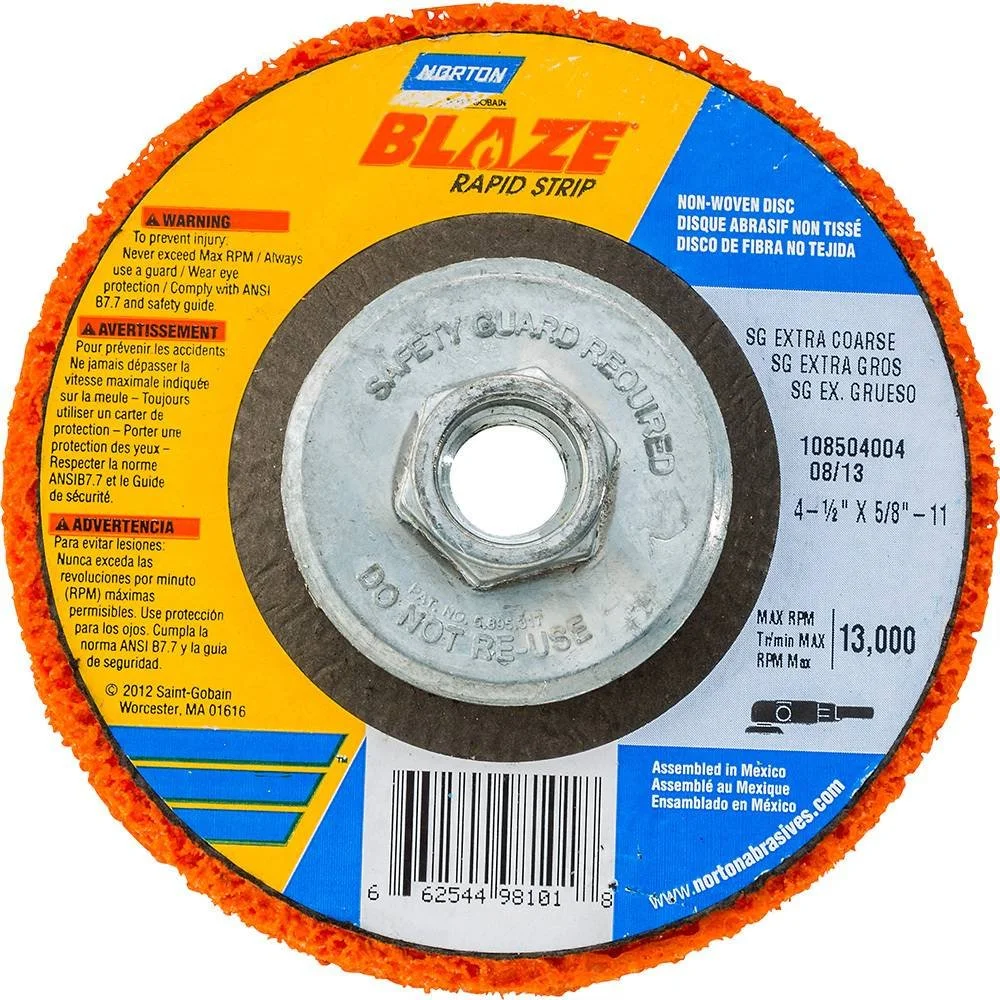 Norton Blaze Rapid Strip Non-Woven Disc, 4.5" Dia x 0.625" Hub, Silicon Carbide