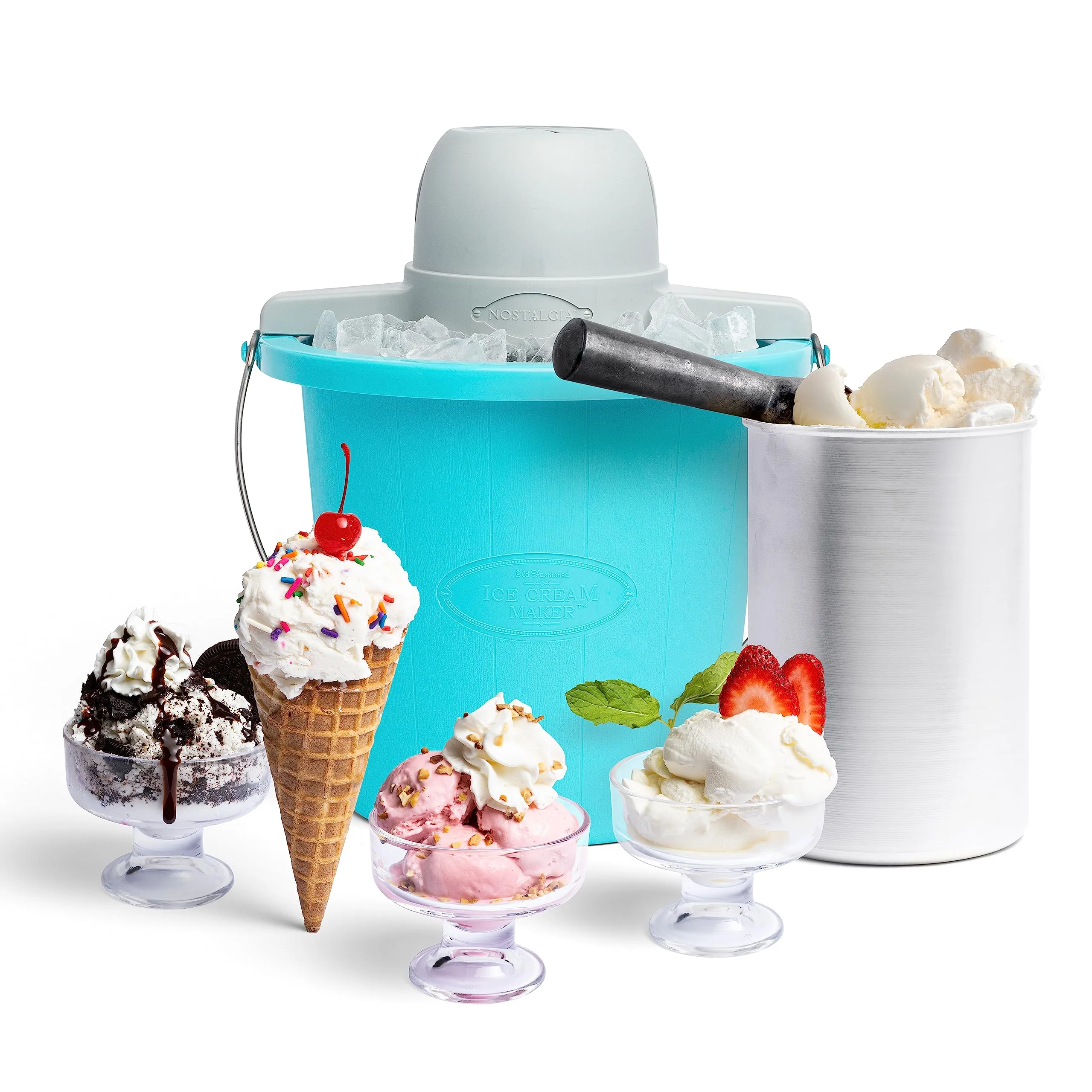 NOSTALGIA 4-Quart Electric Ice Cream Maker - Old Fashioned Design