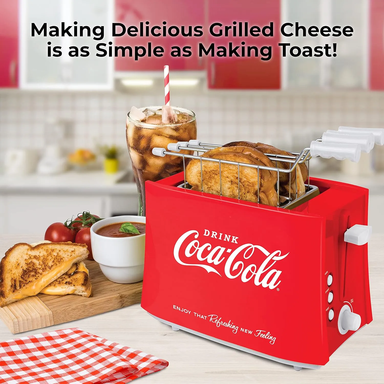 NOSTALGIA Grilled Cheese Sandwich Toaster with Easy-Clean Toasting Baskets and Adjustable Toasting Dial
