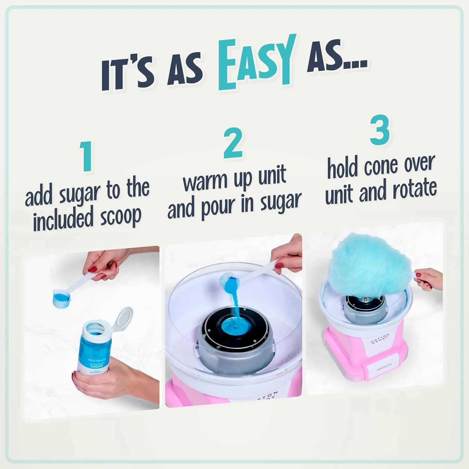 NOSTALGIA Cotton Candy Flossing Sugar Party Kit (3-Pack)