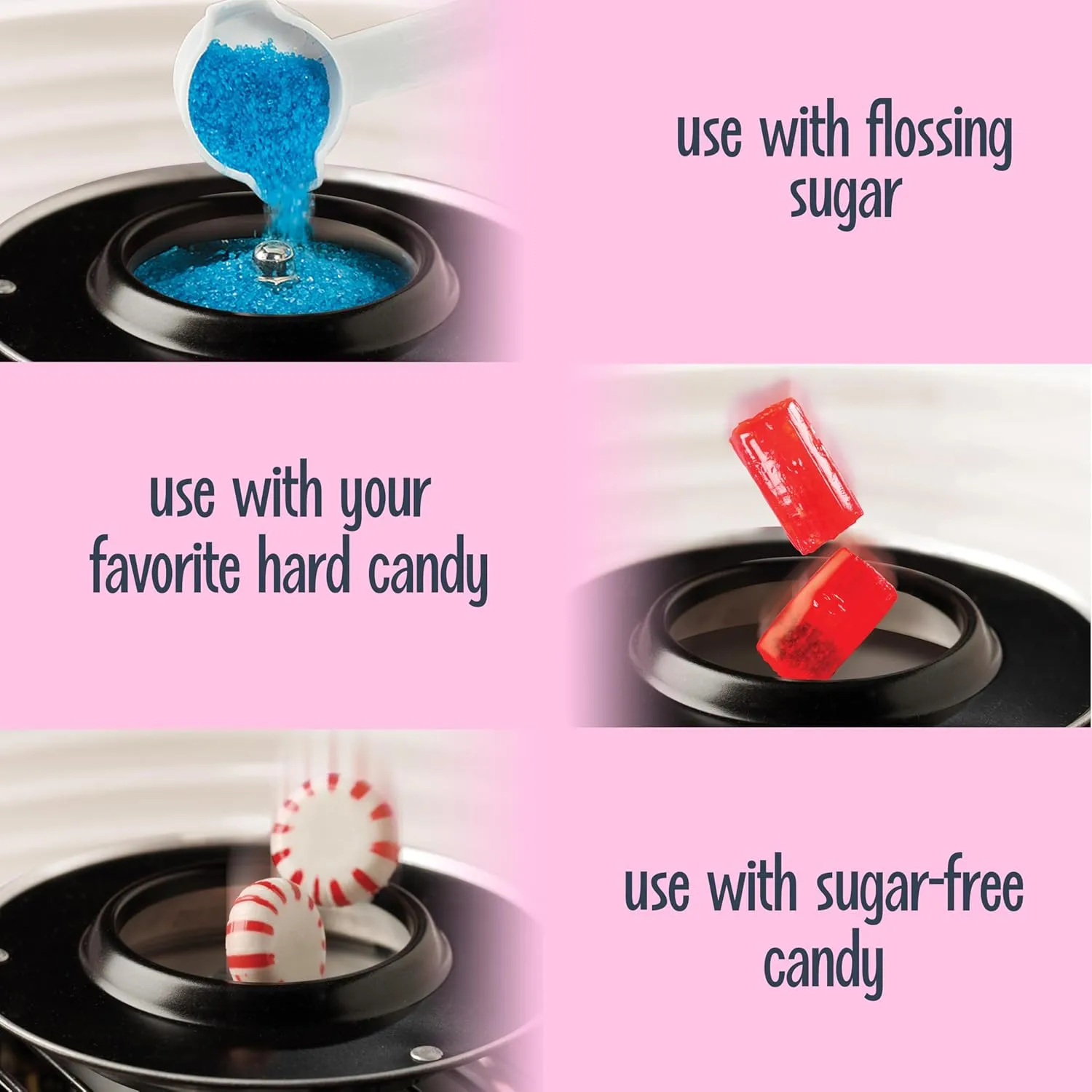 Nostalgia Cotton Candy Machine - Retro Cotton Candy Machine for Kids with 2 Reusable Cones, 1 Sugar Scoop