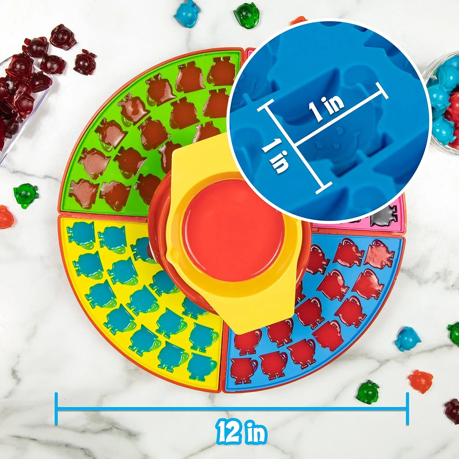 Nostalgia KAGCM200RD Gummy Candy Making Kit-Silicone Kool-Aid Man Shaped Molds Heated Base and Melting Pot Included-Family