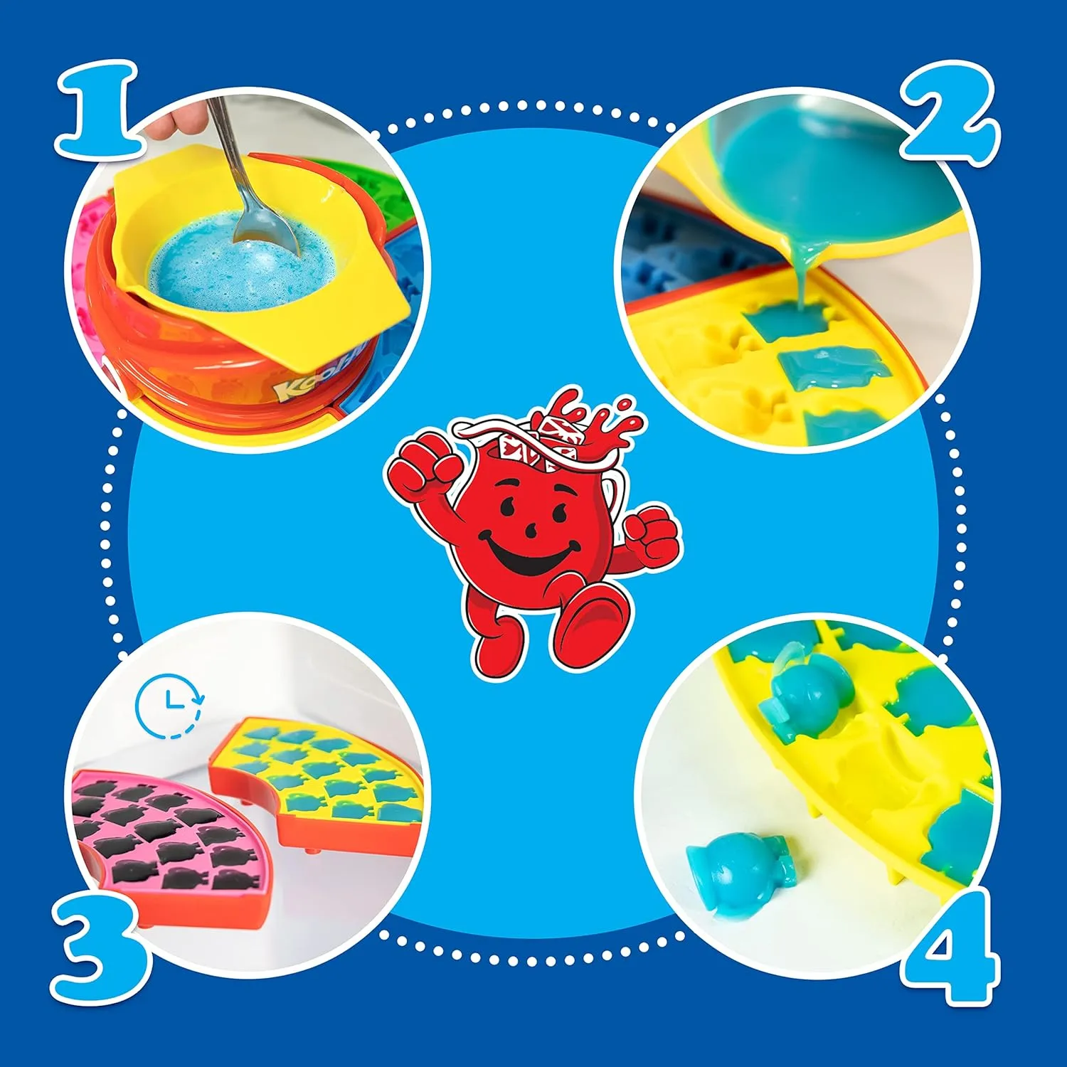 Nostalgia KAGCM200RD Gummy Candy Making Kit-Silicone Kool-Aid Man Shaped Molds Heated Base and Melting Pot Included-Family