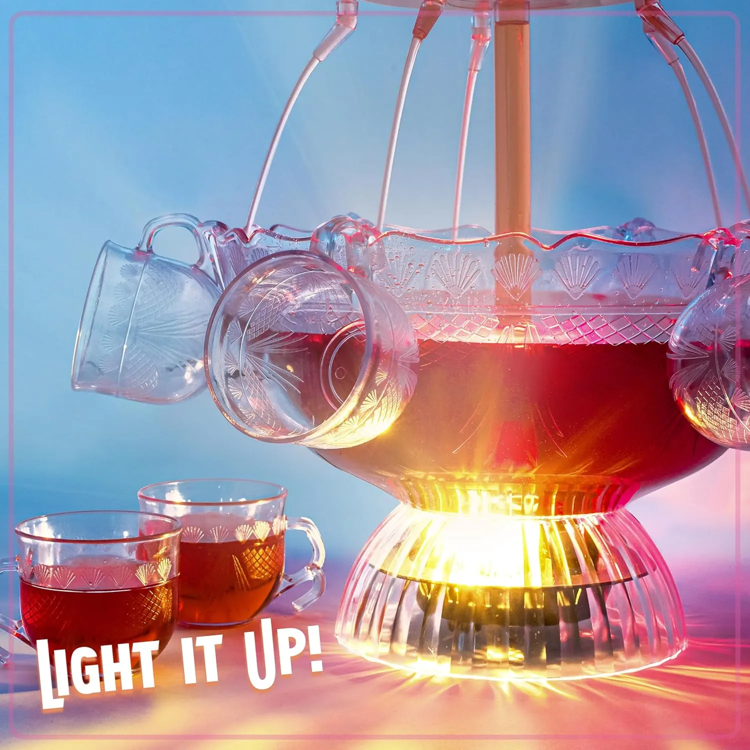 Nostalgia LPF230 3-Tier Lighted Party Fountain, Holds 1.5 Gallons, LED Lighted Base