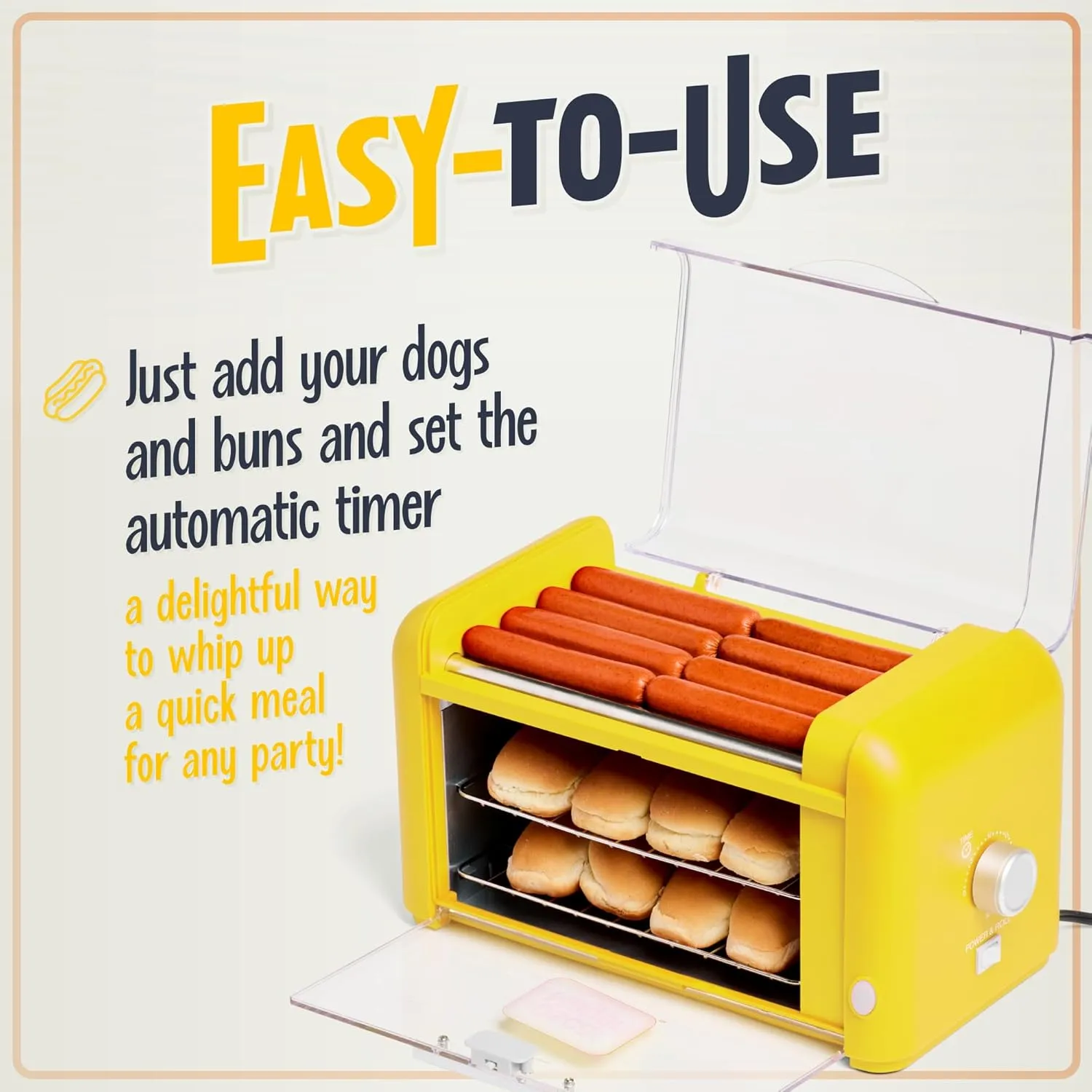 Nostalgia Oscar Mayer Extra Large Countertop 8 Hot Dog Roller and Bun Toaster Oven