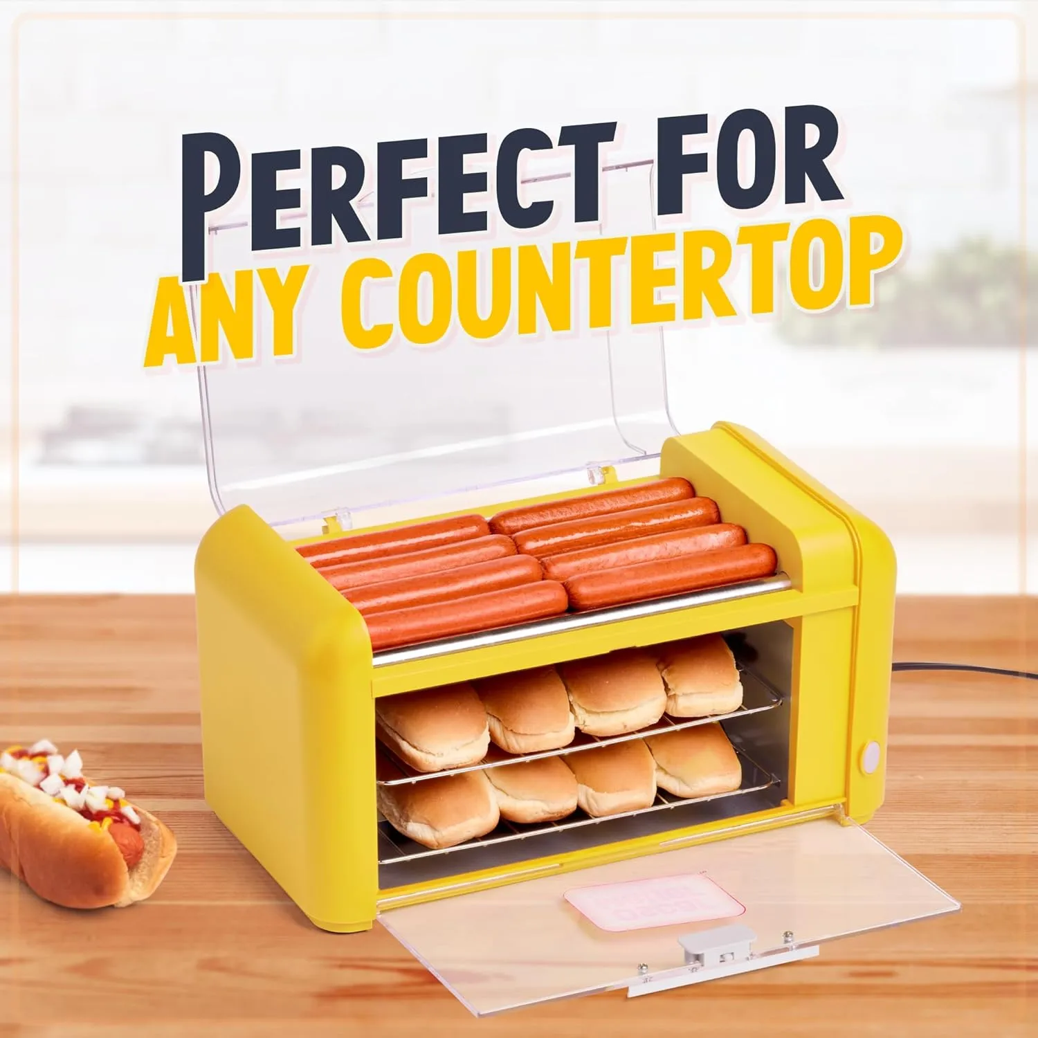 Nostalgia Oscar Mayer Extra Large Countertop 8 Hot Dog Roller and Bun Toaster Oven