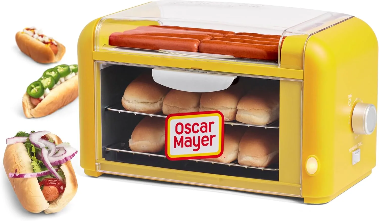 Nostalgia Oscar Mayer Extra Large Countertop 8 Hot Dog Roller and Bun Toaster Oven