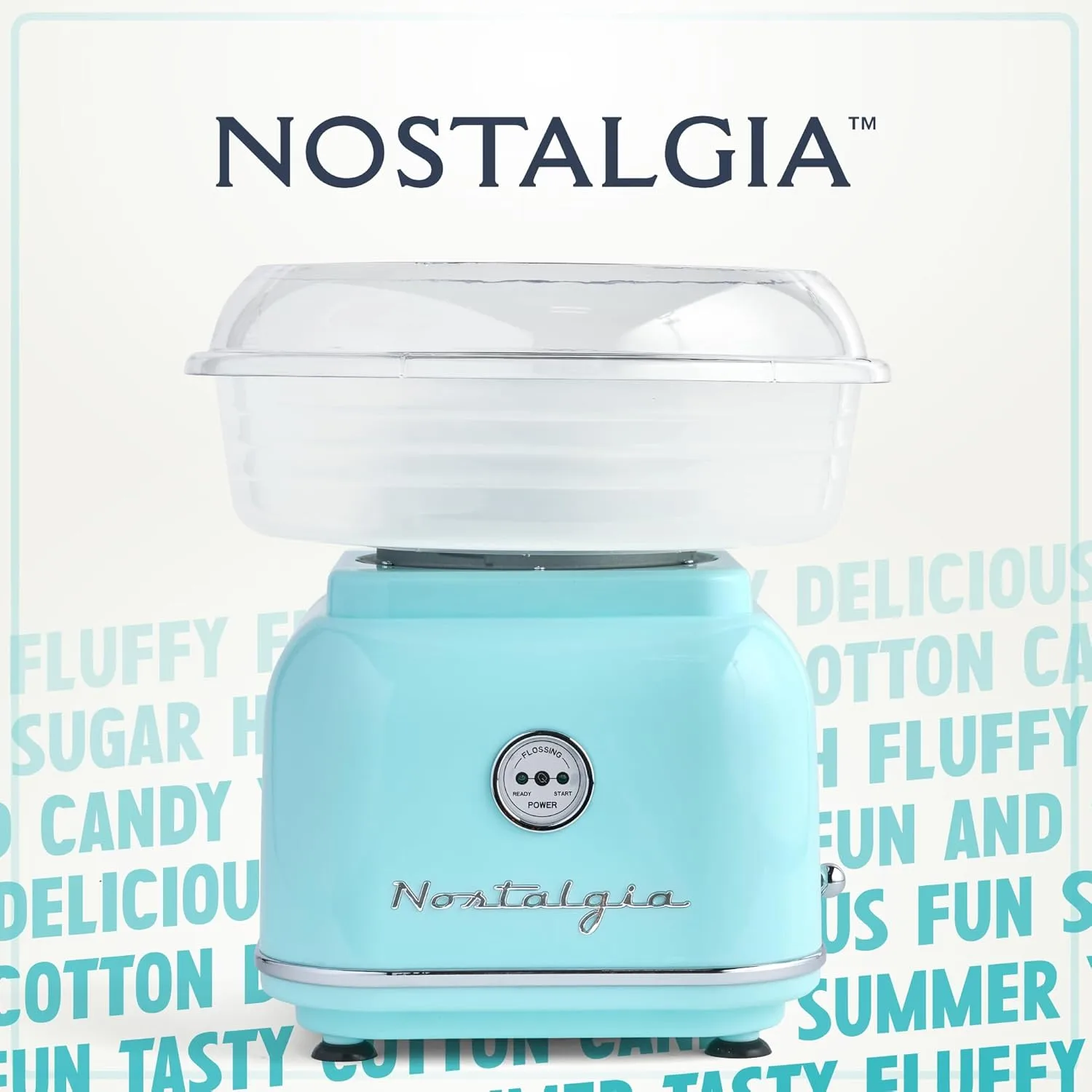 Nostalgia Classic Countertop Cotton Candy Machine, Manual, Retro Vintage Candy Maker Includes 2 Reusable Cones & Scoop