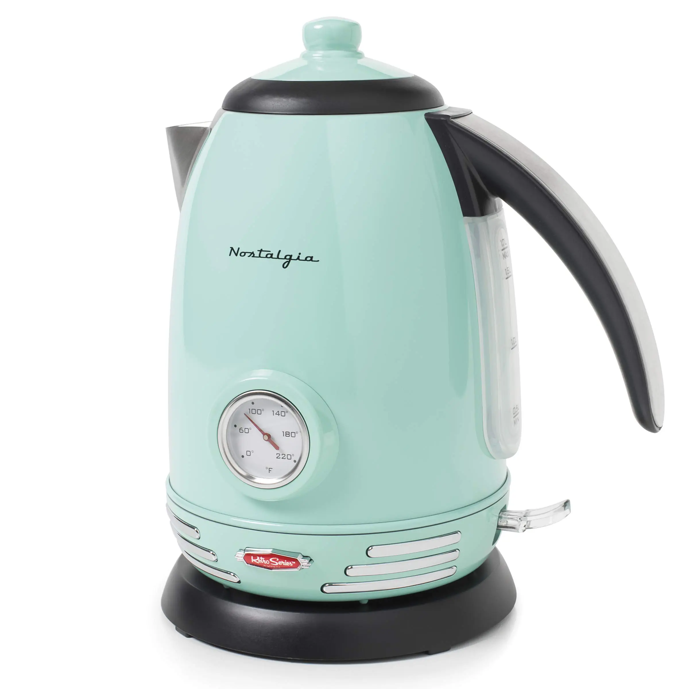 Nostalgia Retro Stainless Steel Electric Tea And Water Kettle, 1.7 Liters, Auto-Shut Off & Boil-Dry Protection