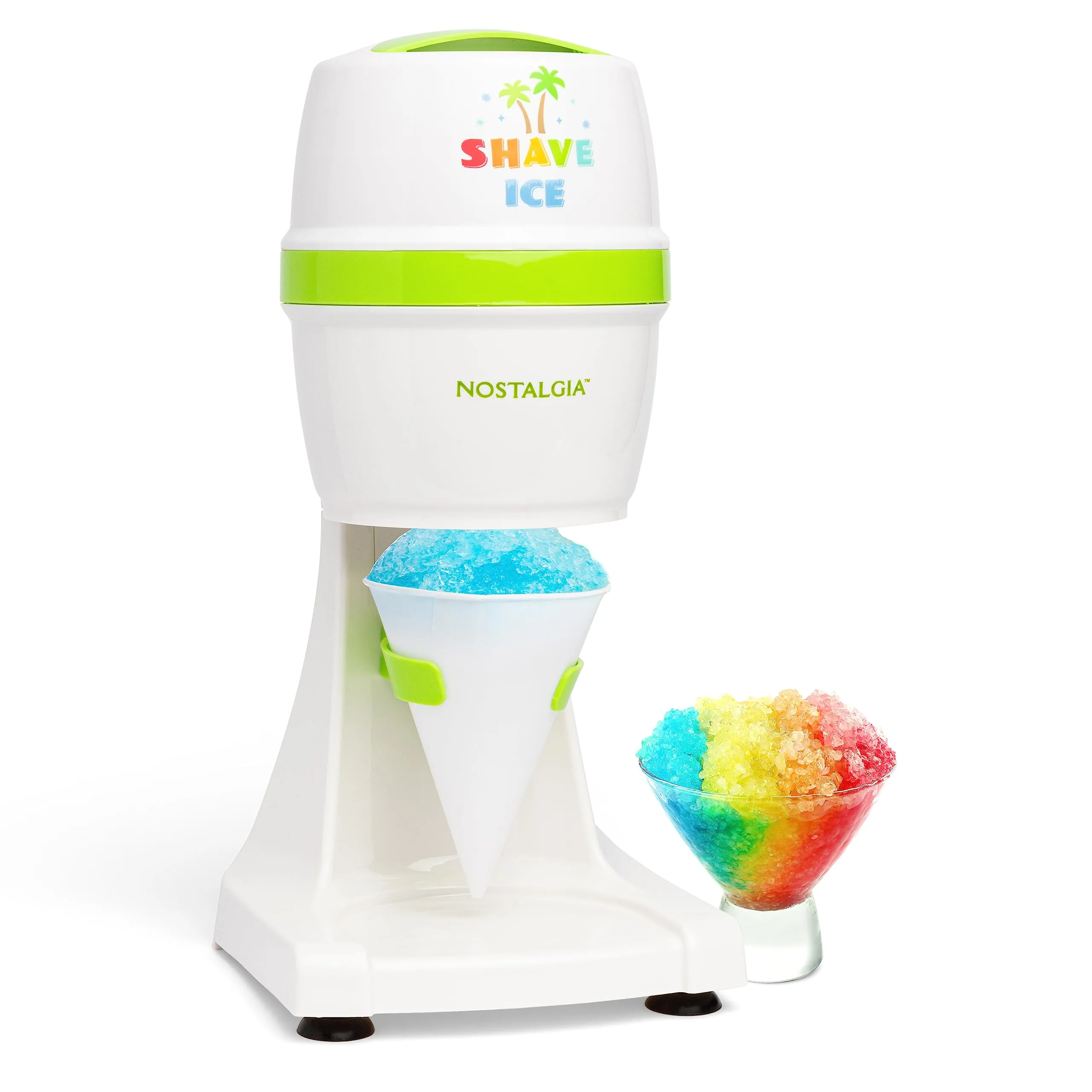 Nostalgia Electric Shave Maker Tabletop Snow Slushie Machine-2 Ice Mold Bowls & 1 Reusable Plastic Cone