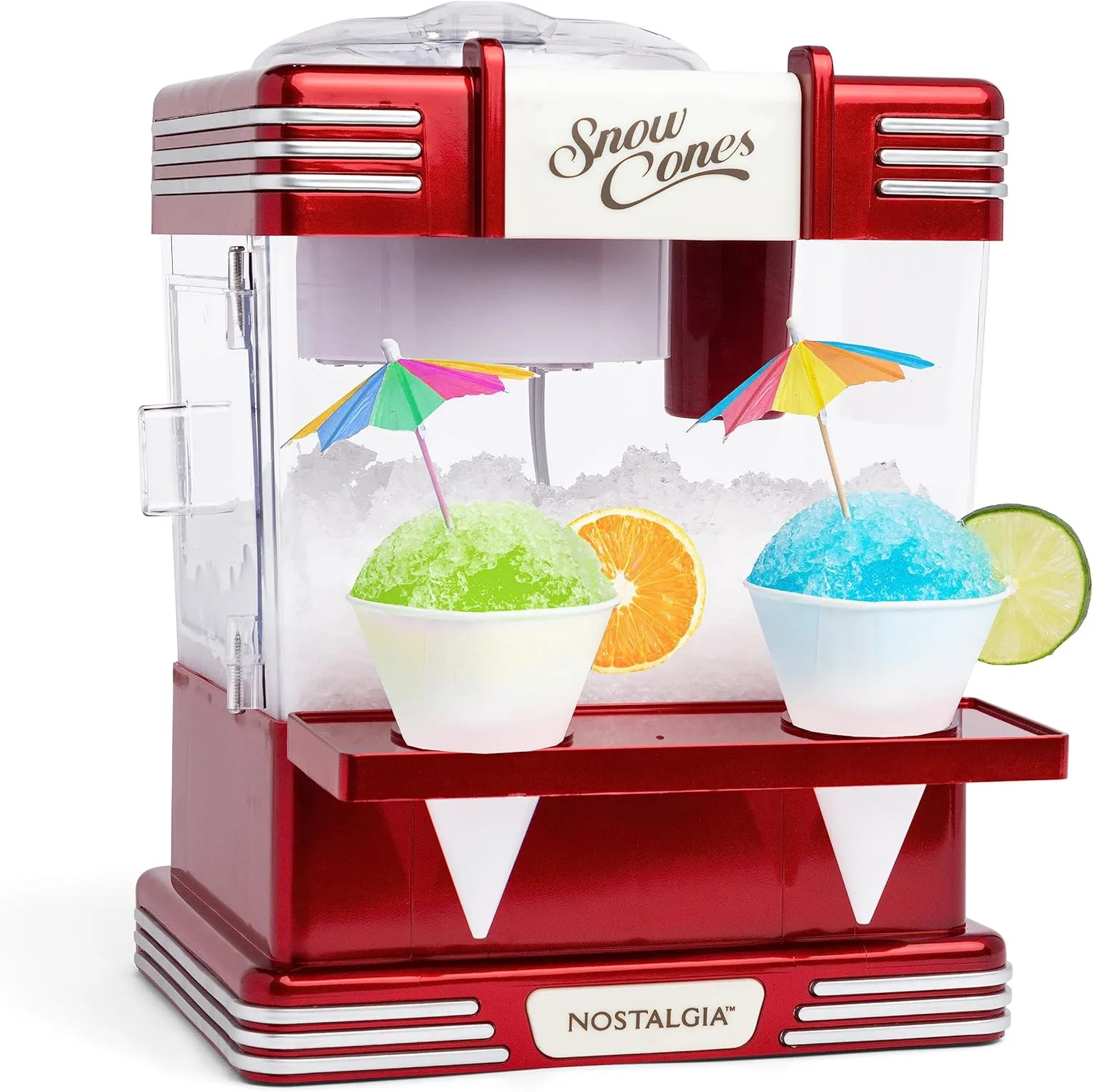 Nostalgia Snow Cone Shaved Ice Machine - Retro Table-Top Slushie Machine Makes 20 Icy Treats