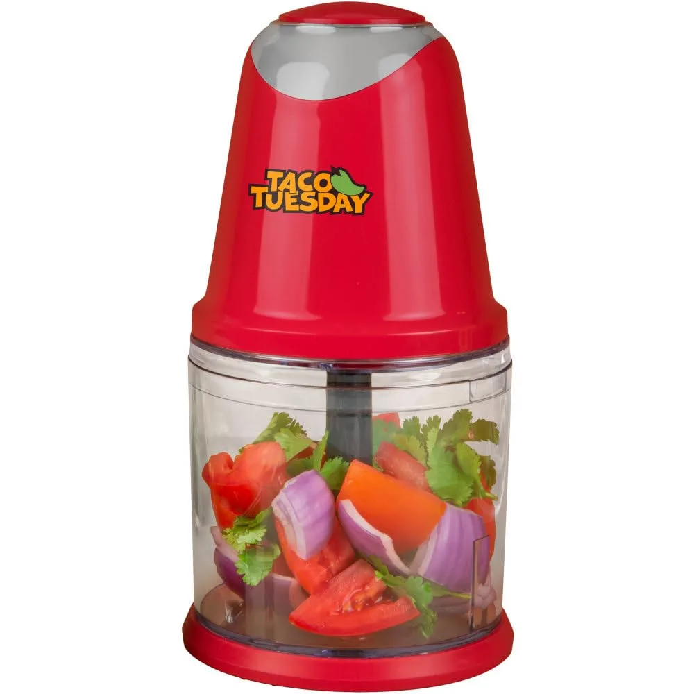 Nostalgia Taco Tuesday 2-Speed Chopper, Perfect For Salsa, Guacamole, Dip, Sauces, Hummus, Stainless Steel Blades