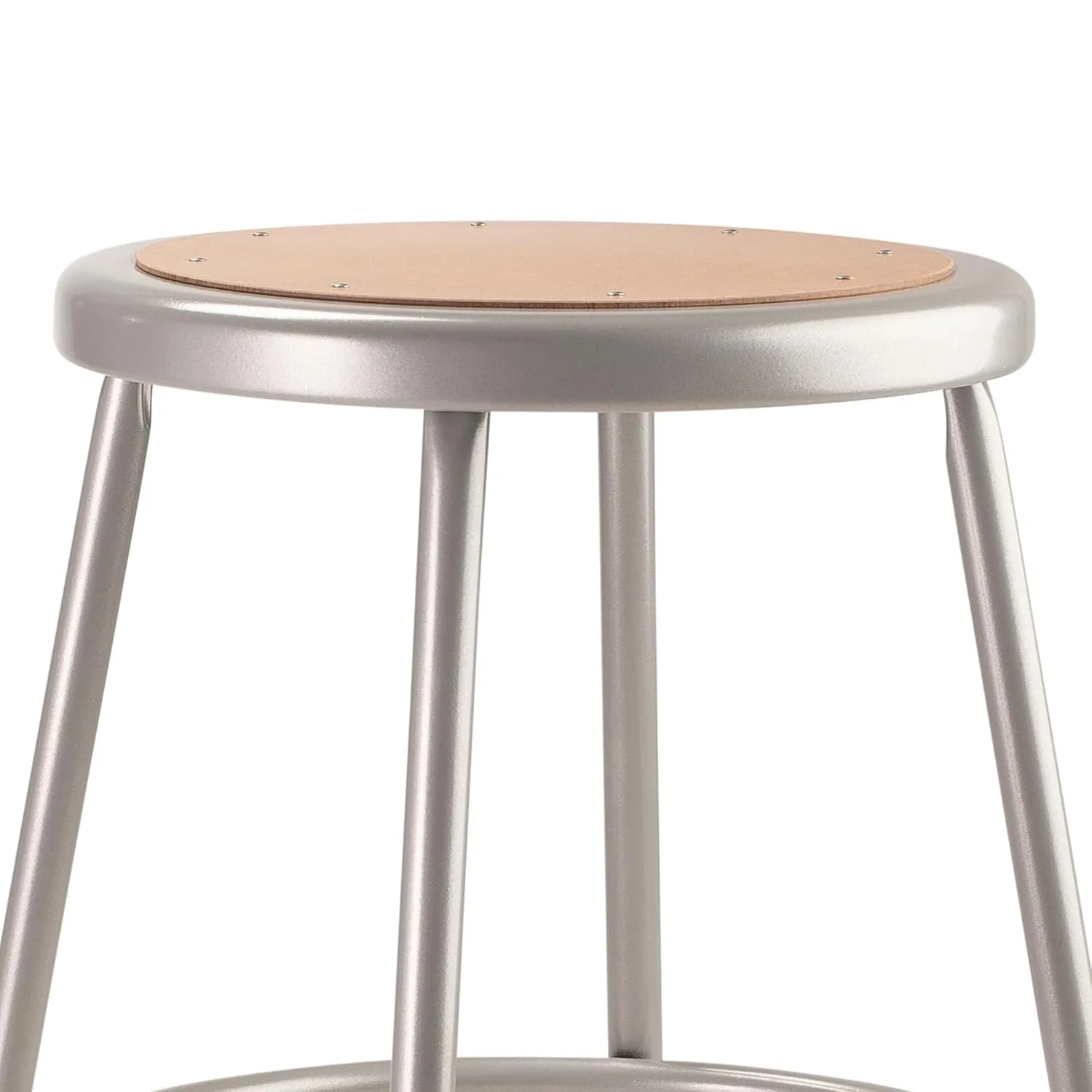 6200 Series Height Adjustable Heavy Duty Steel Stool, Backless, 19"-27" Seat Height, Brown Seat, Gray Base