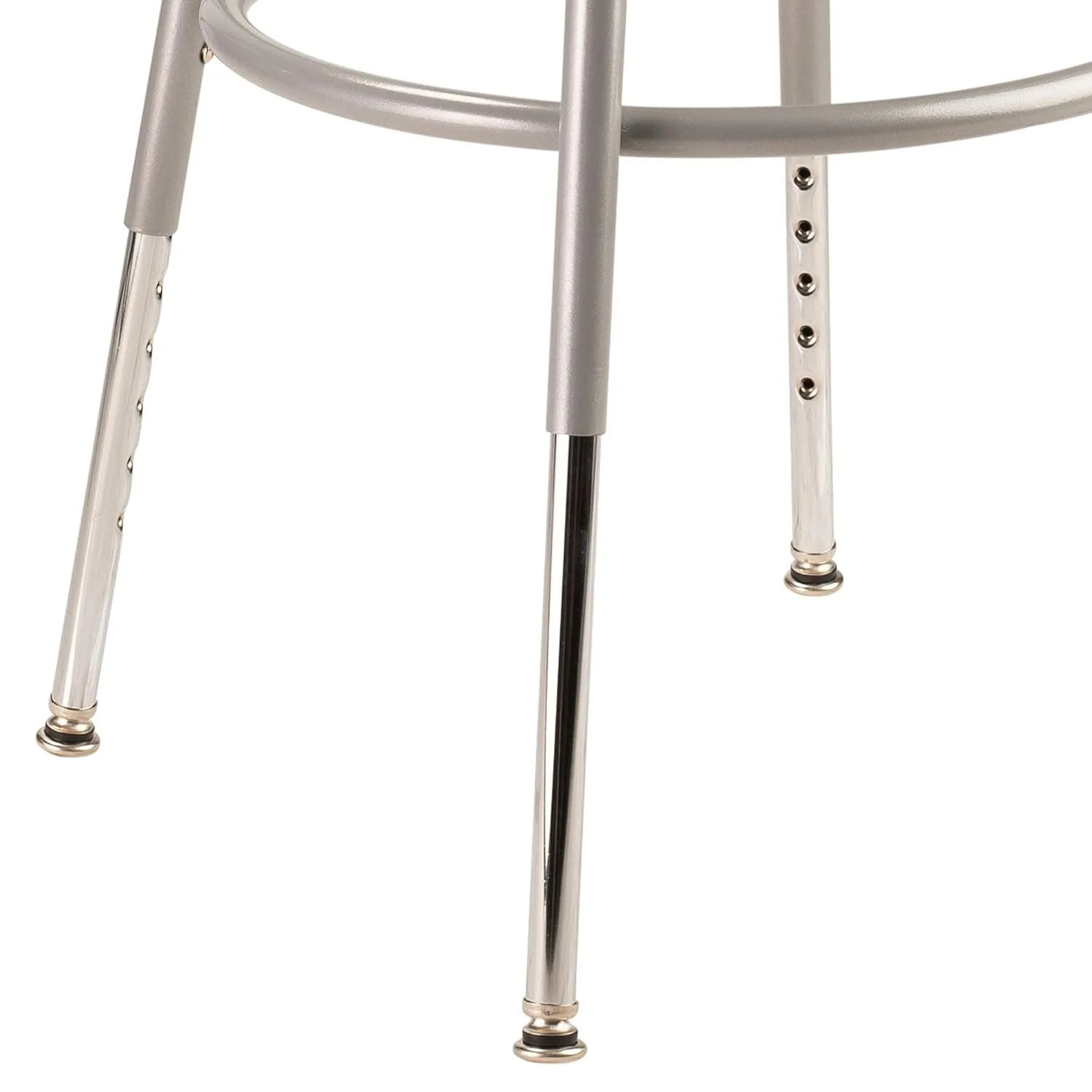 6200 Series Height Adjustable Heavy Duty Steel Stool, Backless, 19"-27" Seat Height, Brown Seat, Gray Base