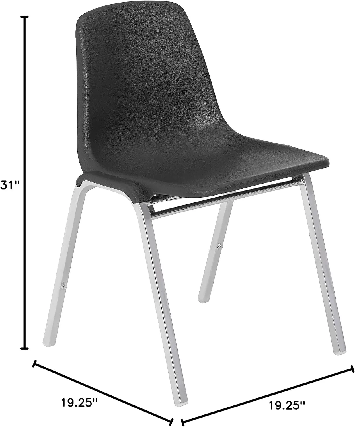National Public Seating 8100 Series Poly Shell Stack Chairs, Blue - Set of 4 (Model 8125-4)