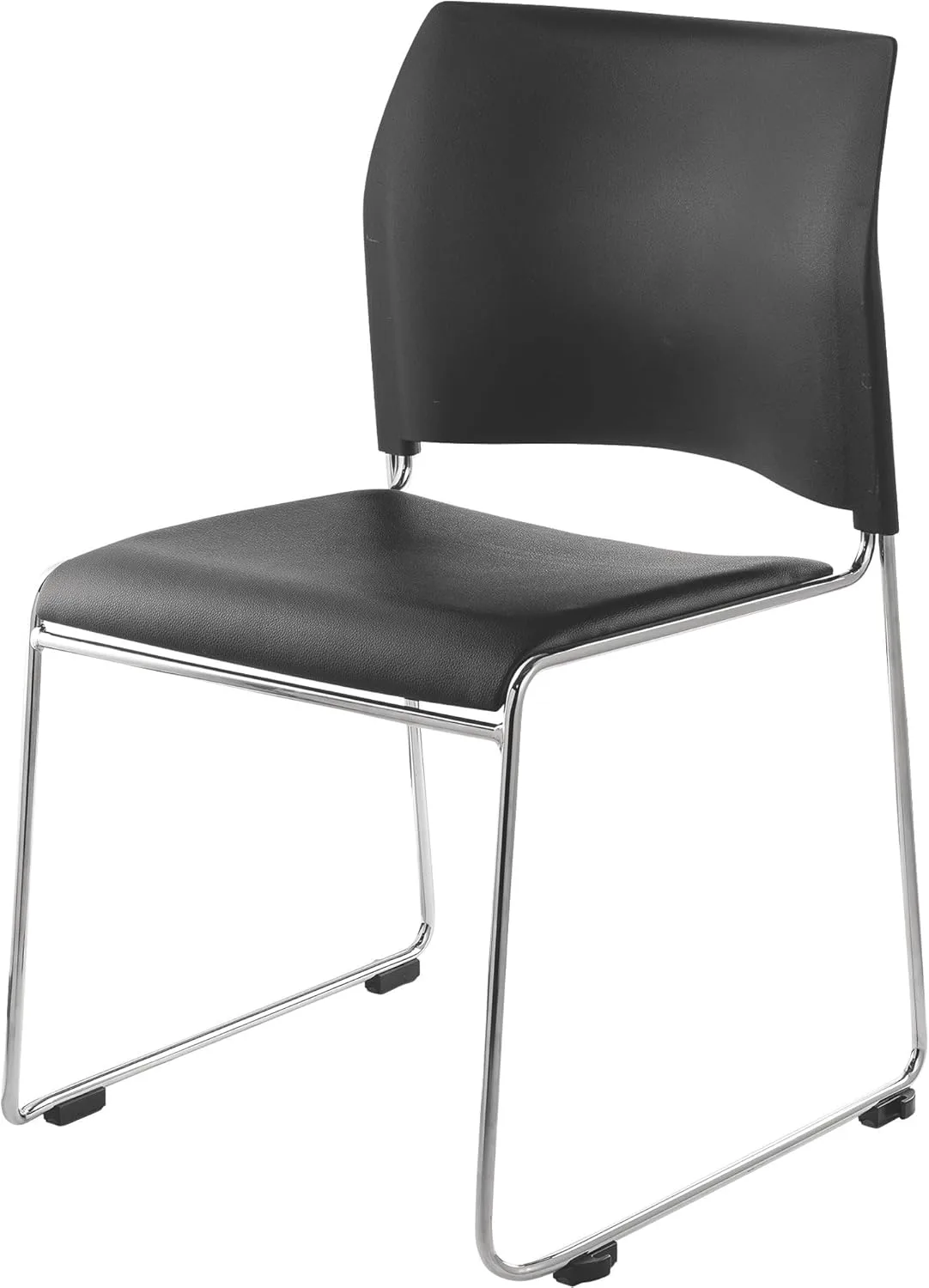 National Public Seating 8700 Series Cafetorium Plush Vinyl Stack Chairs, Black, Pack Of 4 Chairs