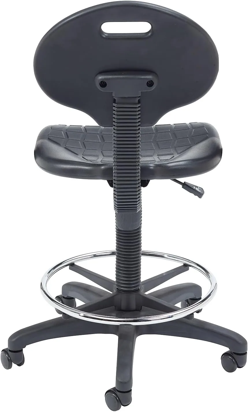 National Public Seating 6700 Series Kangaroo Polyurethane Task Stool, 22 to 32in Seat Height, Black