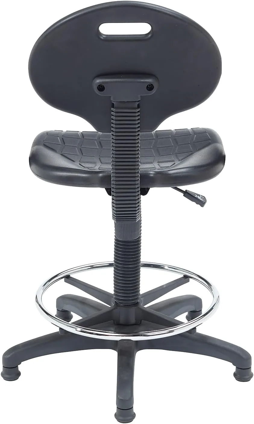 National Public Seating 6700 Series Kangaroo Polyurethane Task Stool, 22 to 32in Seat Height, Black