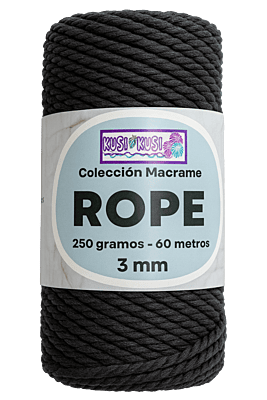 Macrame Rope 3Mm 101 Negro Paquete X 4 Ovillos X 250Gramos