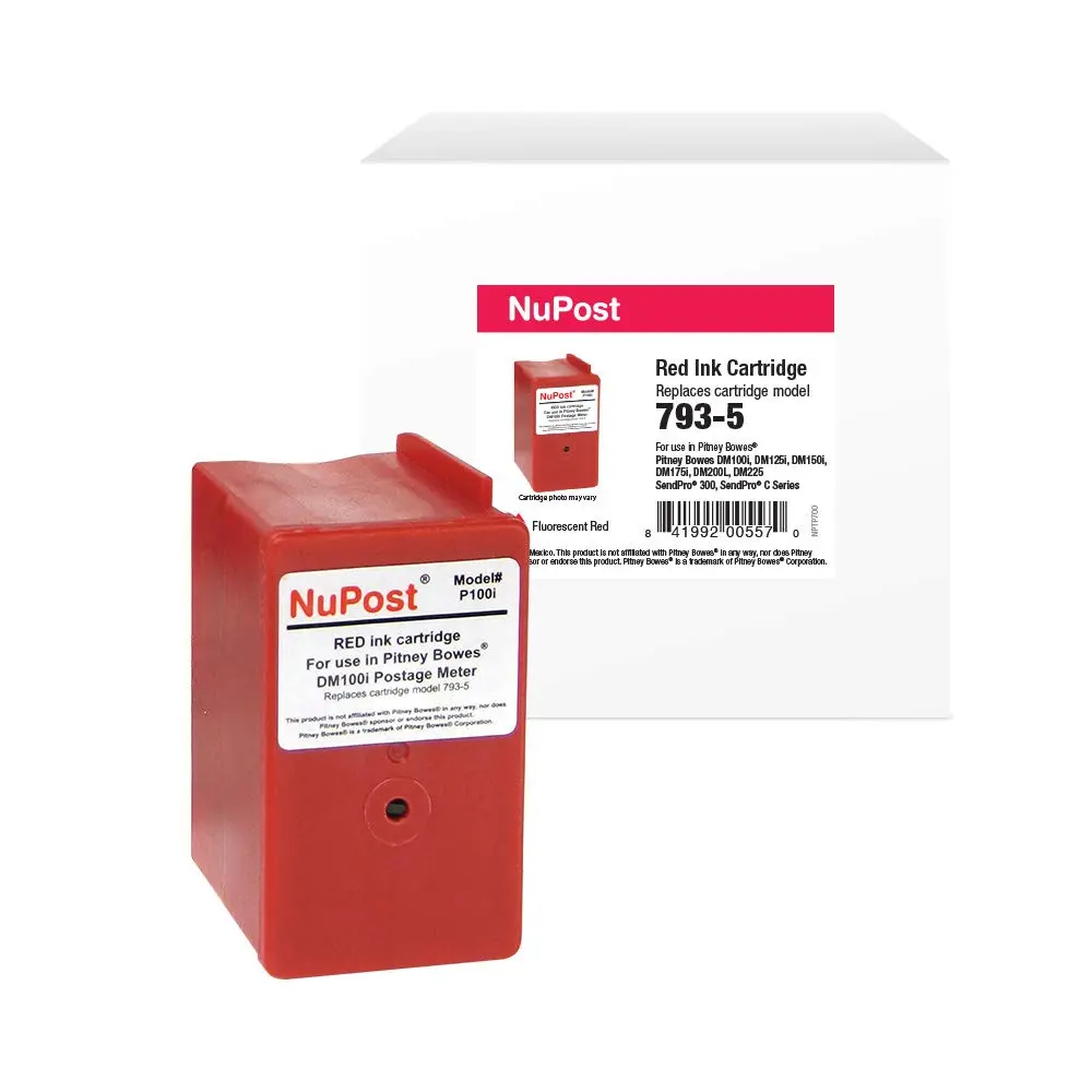 NuPost Red Postage Meter Ink Cartridge Replacement for Pitney Bowes 793-5, NPTP700, 3000 Yield