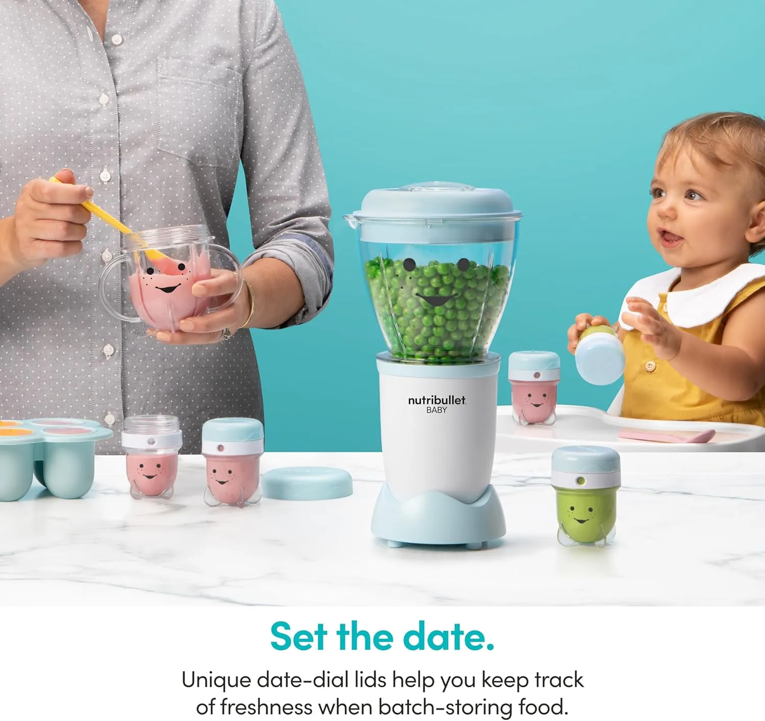 NutriBullet NBY-50100 Baby Complete Food-Making System, 32-Oz, White, Blue, Clear 32-oz.