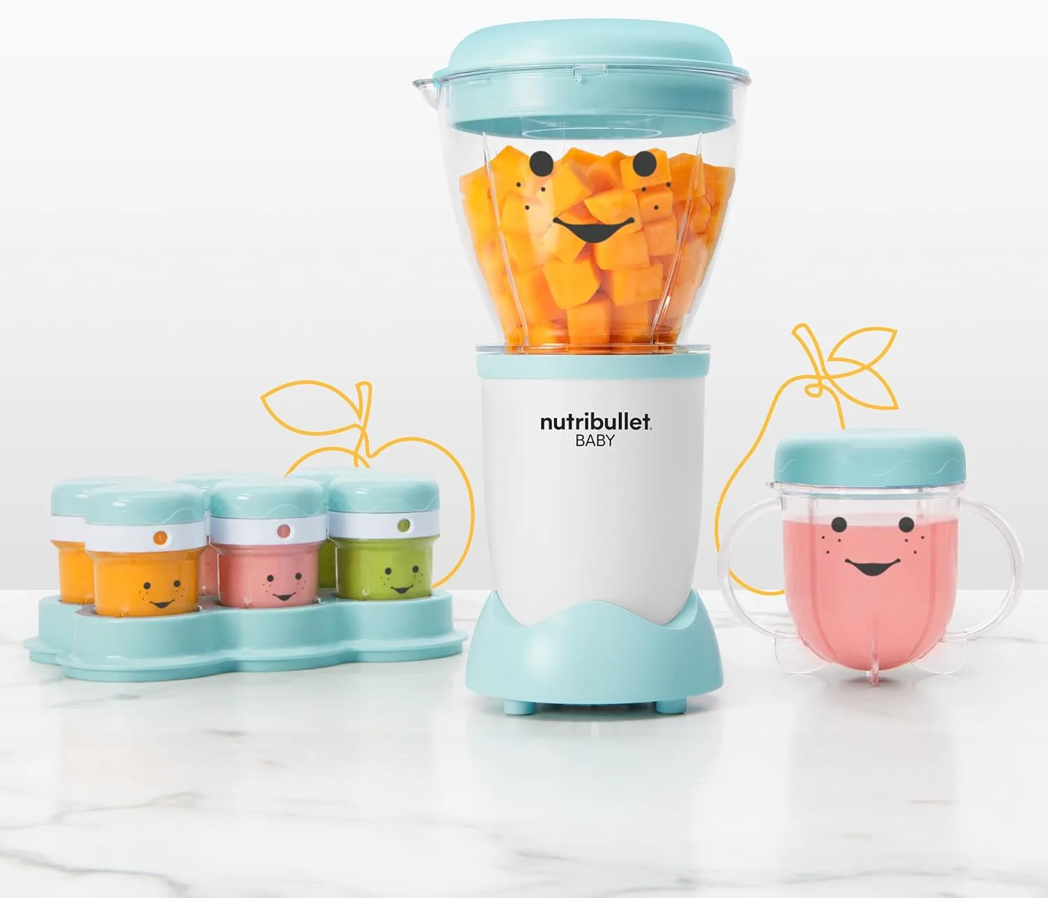 NutriBullet NBY-50100 Baby Complete Food-Making System, 32-Oz, White, Blue, Clear 32-oz.
