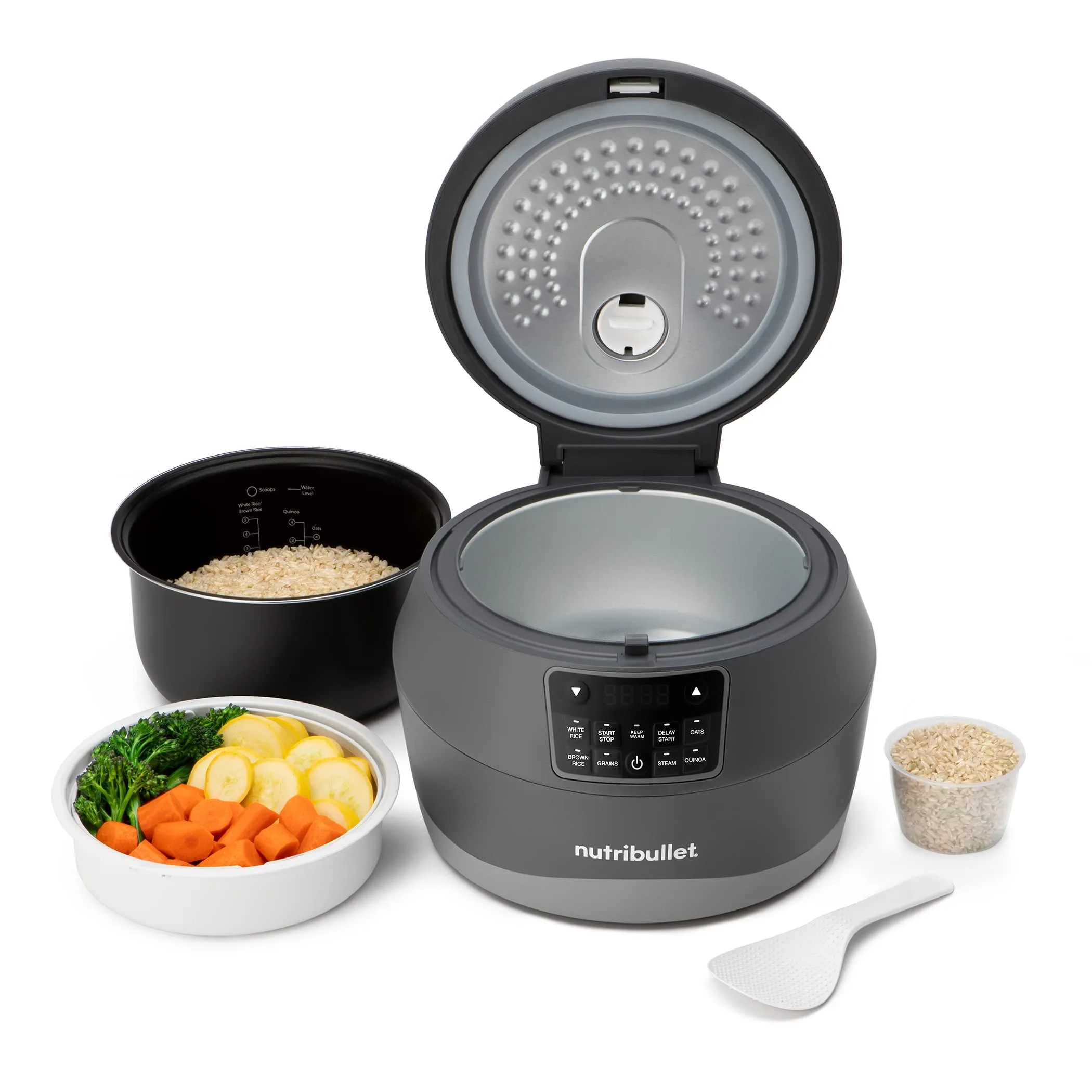 Nutribullet 2.5-Quart EveryGrain Cooker, 8-5/8inH x 10-5/8inW x 11-7/16inD, Black