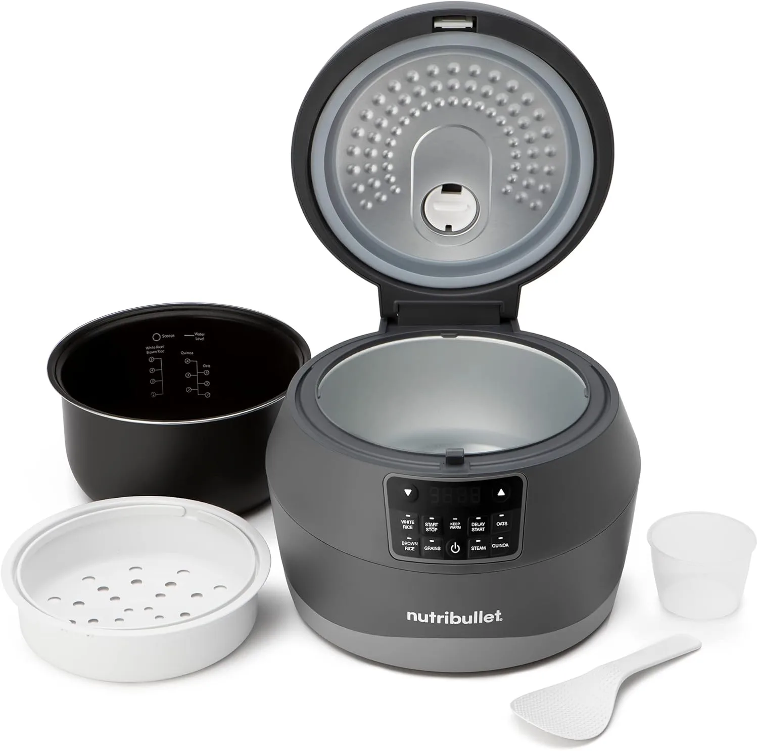 Nutribullet 2.5-Quart EveryGrain Cooker, 8-5/8inH x 10-5/8inW x 11-7/16inD, Black