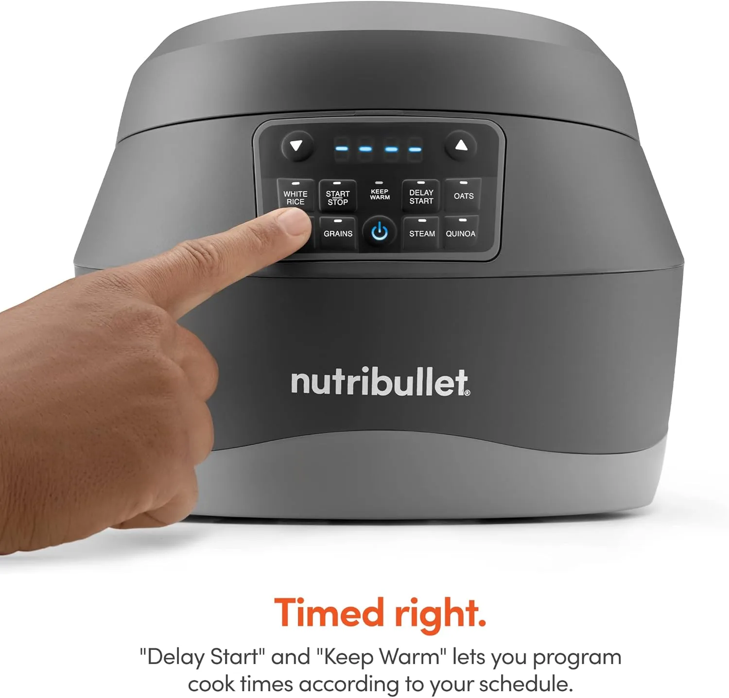 Nutribullet 2.5-Quart EveryGrain Cooker, 8-5/8inH x 10-5/8inW x 11-7/16inD, Black