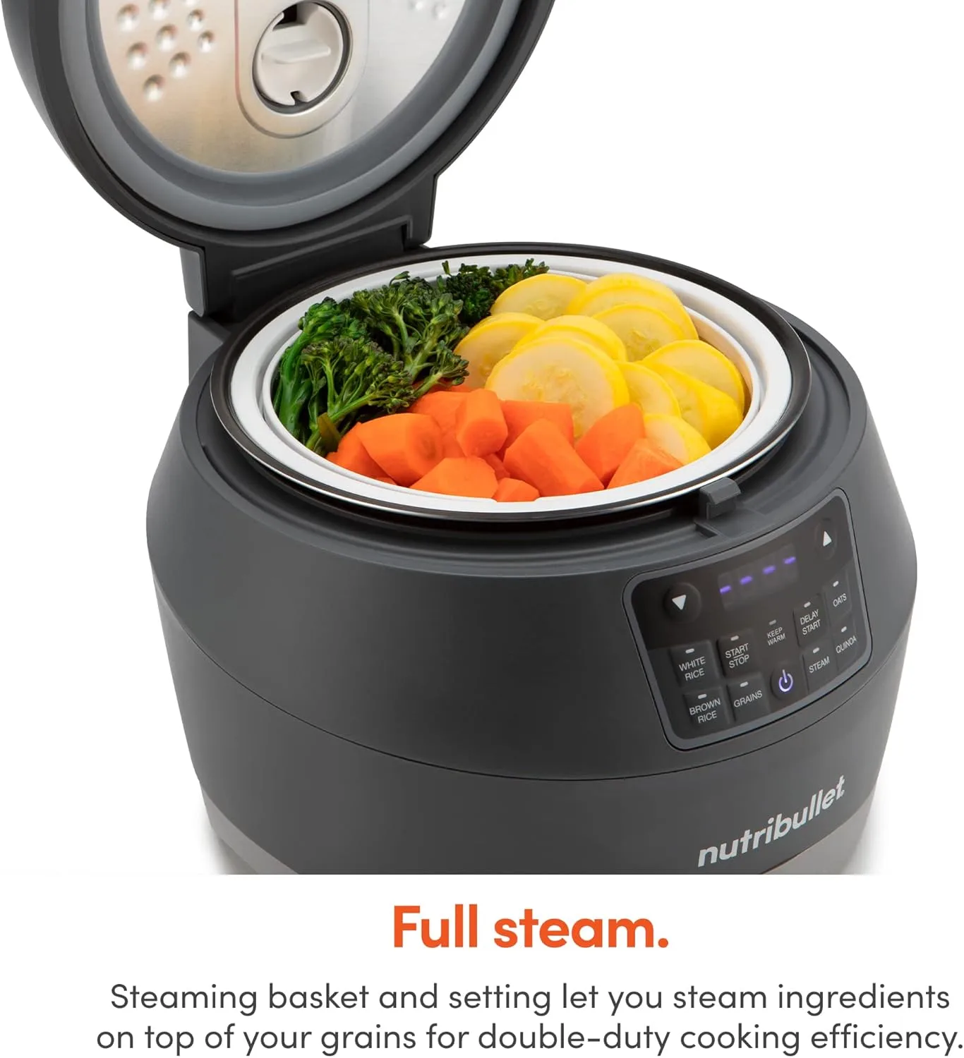 Nutribullet 2.5-Quart EveryGrain Cooker, 8-5/8inH x 10-5/8inW x 11-7/16inD, Black