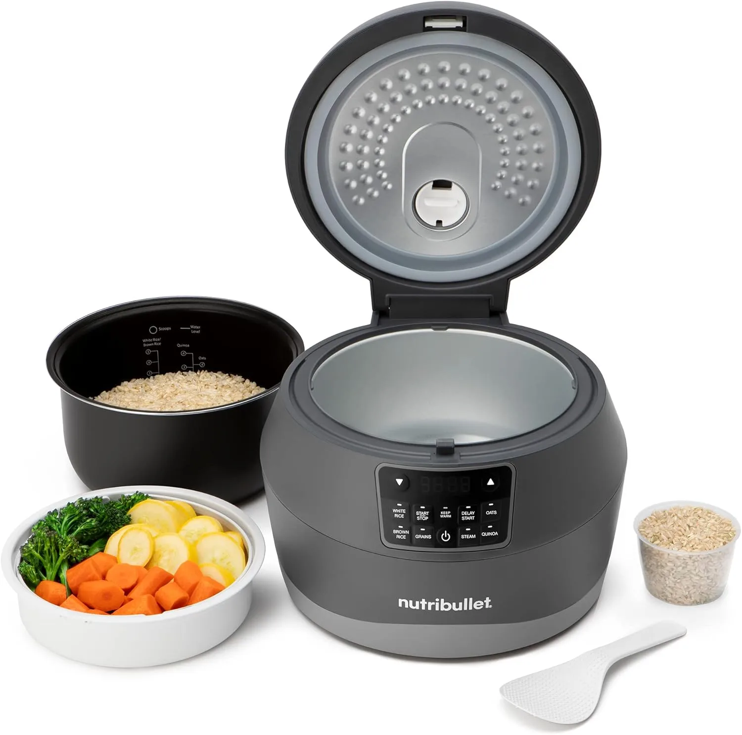 Nutribullet 2.5-Quart EveryGrain Cooker, 8-5/8inH x 10-5/8inW x 11-7/16inD, Black
