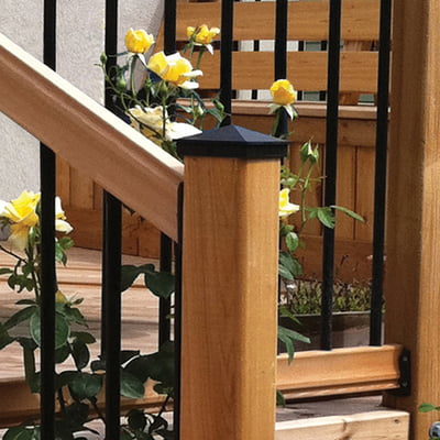 NUVO Accs & Hrdwr-Aluminum Ornamental Pyramid Post Caps 6" x 6" Black NUVO Accs & Hrdwr-Aluminum Ornamental Pyramid Post Caps 6" x 6" Black