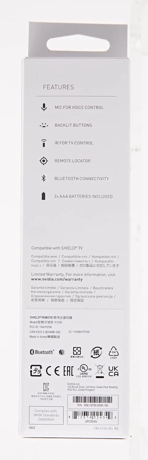 NVIDIA SHIELD Remote; Voice Search, Motion-Activated, Backlit Buttons, Customizable Menu Buttons