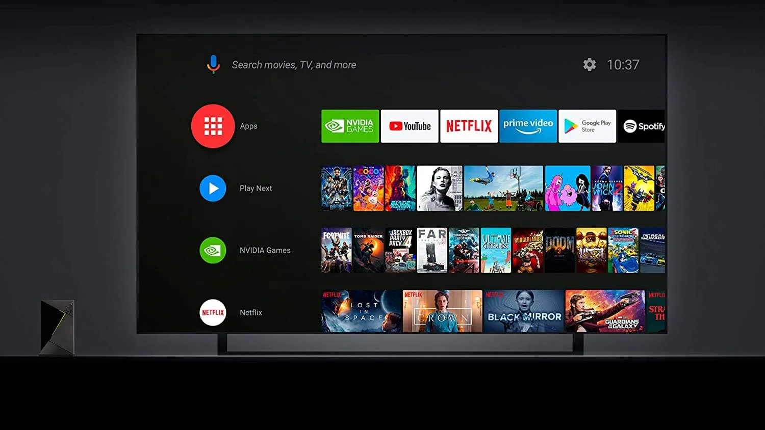 NVIDIA SHIELD Android TV Pro Streaming Media Player; 4K HDR movies, live sports, Dolby Vision-Atmos, AI-enhanced upscaling