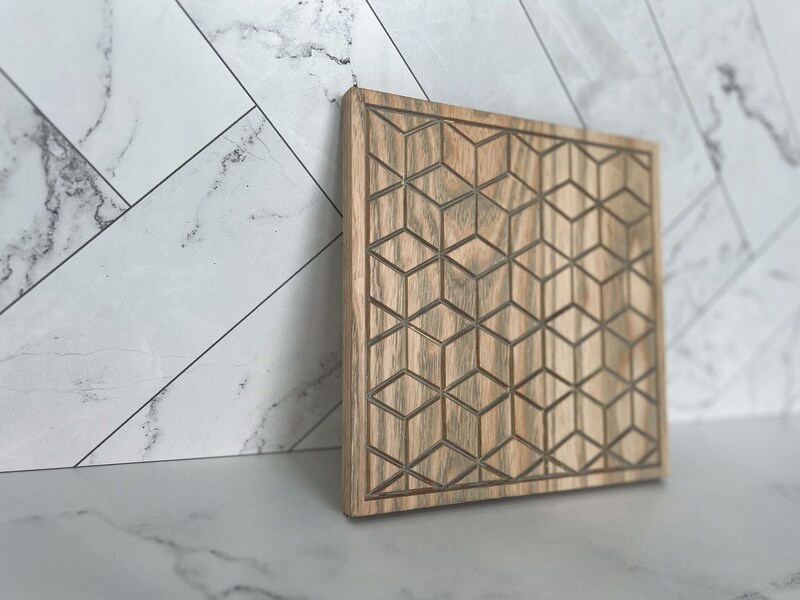Oak Lattice Trivet – Square (9″)