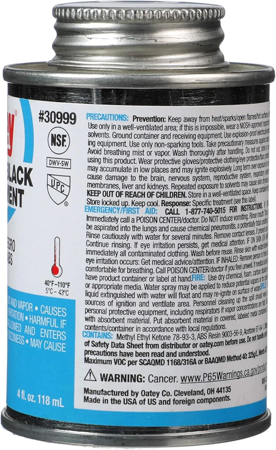 Oatey 4 oz. ABS Black Cement