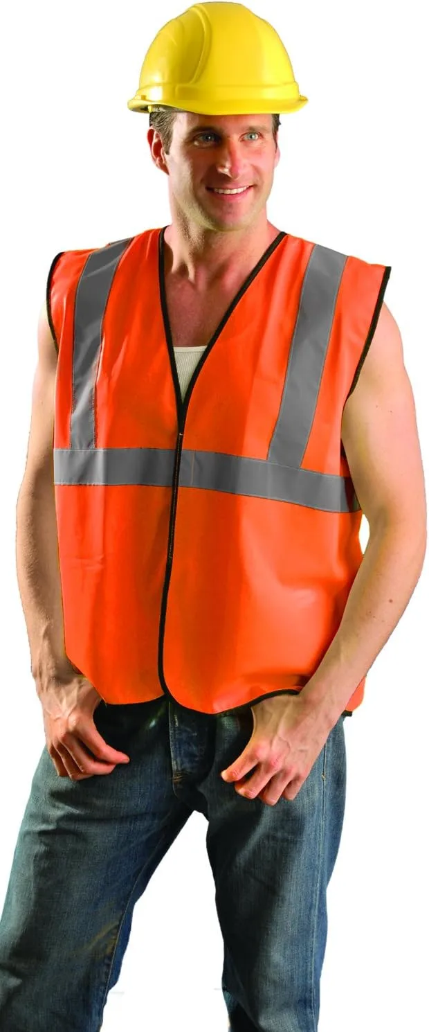 OccuNomix mens Class 2 Solid / Single Stripe / Hook & Loop Large / X-Large Orange