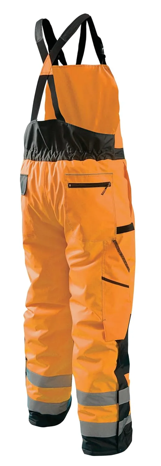 OccuNomix LUX-WBIB-OXL High Visibility Cold Weather Waterproof Bib Pants, Quilted Thermal Insulation, 7 Pockets, Class E