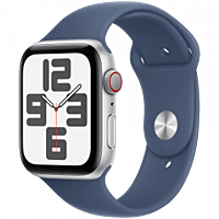 Apple Watch SE GPS + Cellular 40mm Silver Aluminium Case with Denim Sport Band - M/L,Model A2725