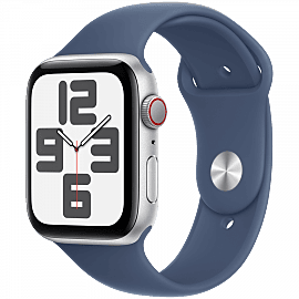 Apple Watch SE GPS + Cellular 40mm Silver Aluminium Case with Denim Sport Band - M/L,Model A2725