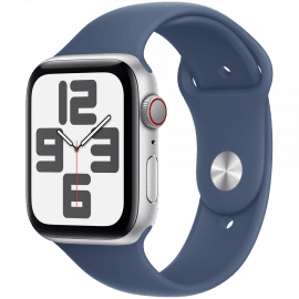 Apple Watch SE GPS + Cellular 40mm Silver Aluminium Case with Denim Sport Band - M/L,Model A2725