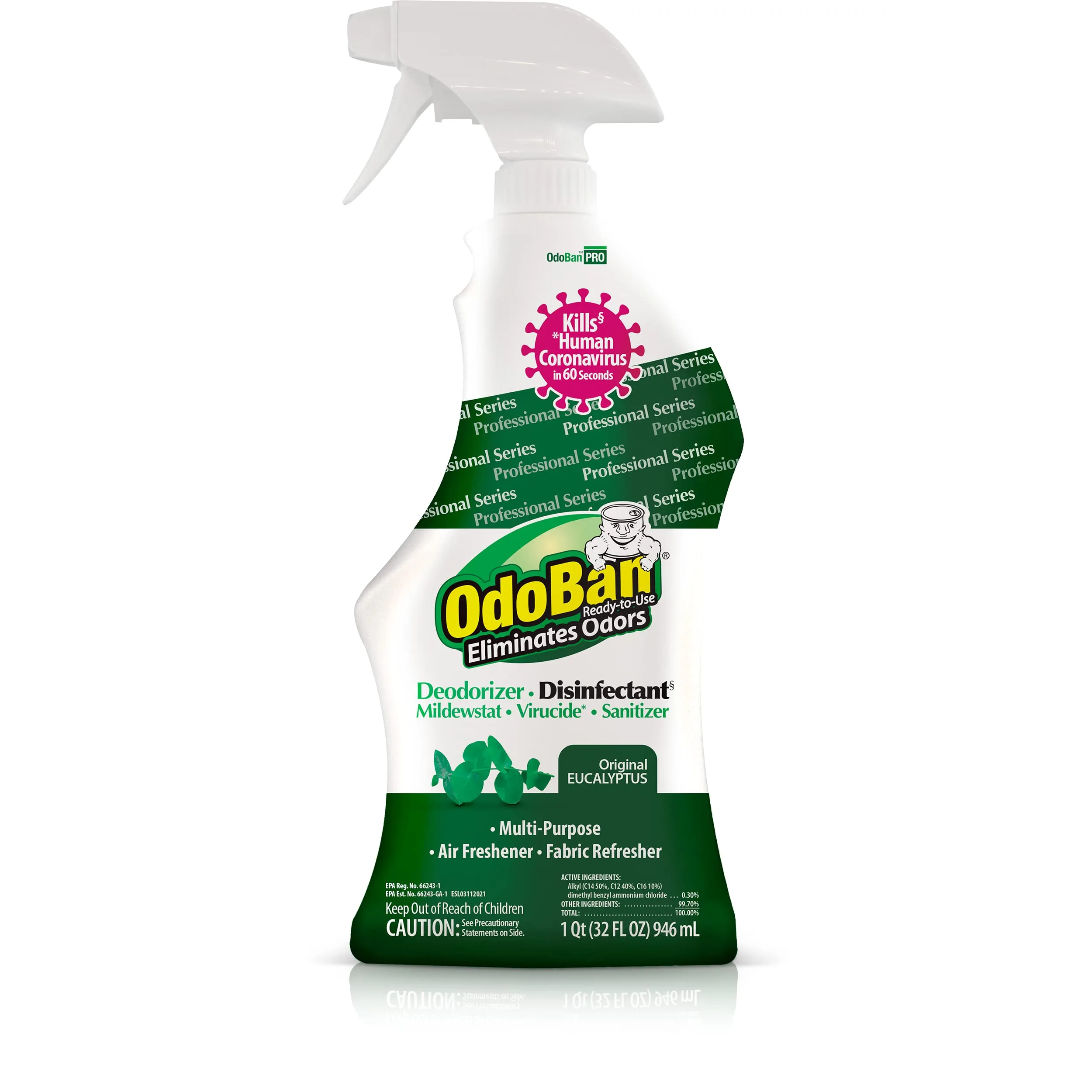 OdoBan Professional Ready-to-Use Disinfectant and Odor Eliminator, 32 Ounce Spray Bottle