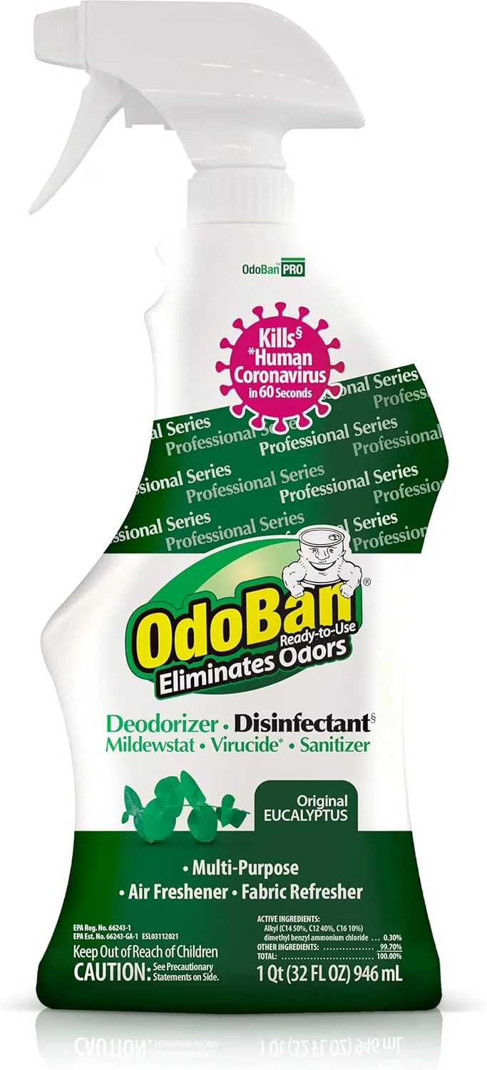 OdoBan Professional Ready-to-Use Disinfectant and Odor Eliminator, 32 Ounce Spray Bottle