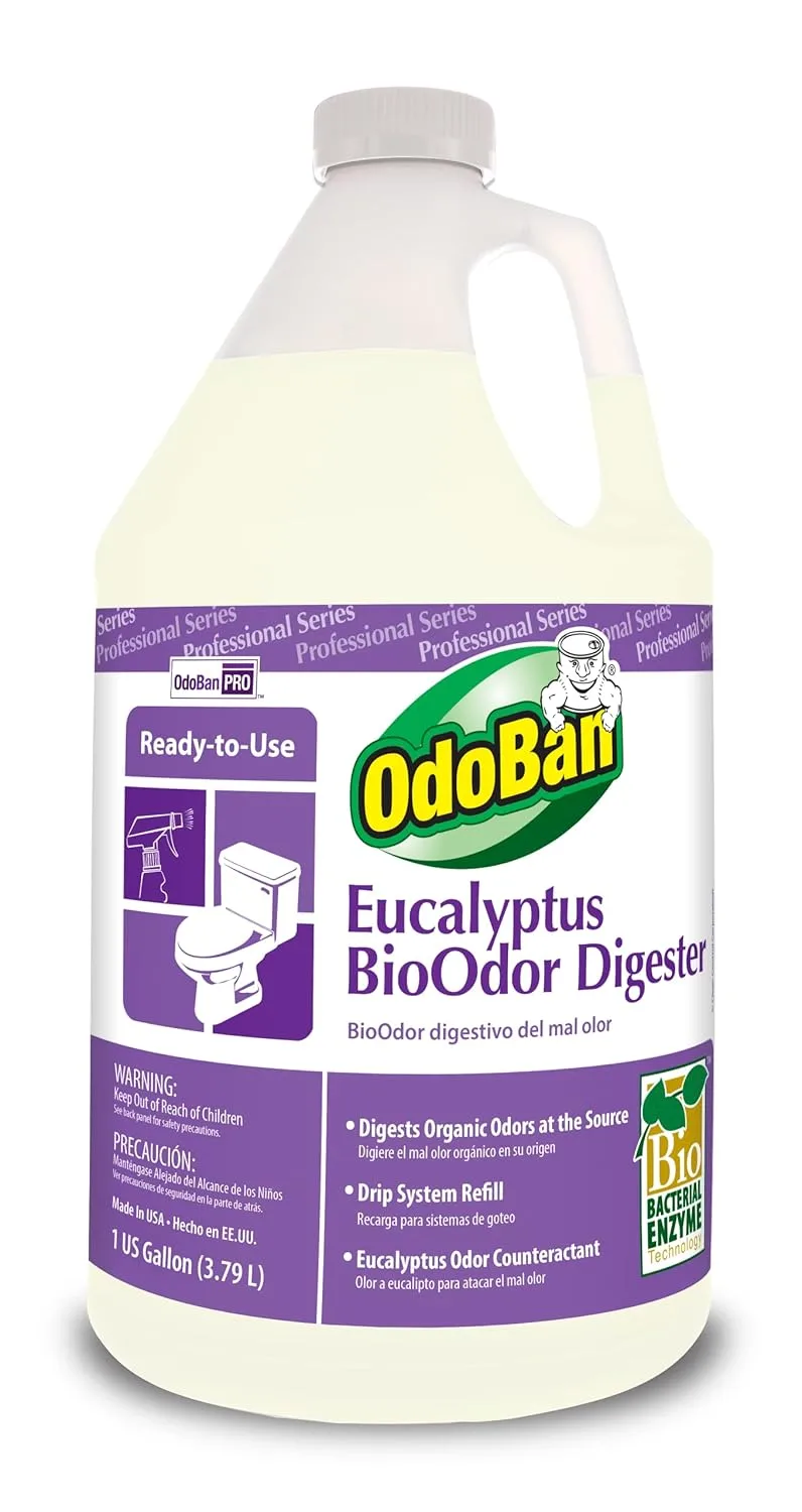 OdoBan Professional Cleaning Ready-to-Use BioOdor Digester Harsh Aroma Counteractant, Made in the USA, Eucalyptus Scent, 1 Gallon